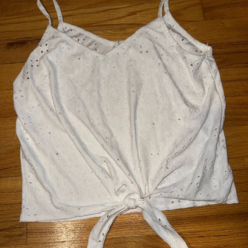 White LIVI by Olivia Rae  Tie-Front Women's Top